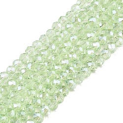 Electroplate Glass Beads Strands, Pearl Luster Plated, Faceted, Rondelle, Light Green, 2.3~2.7x2mm, Hole: 0.4mm, about 150~155pcs/strand, 32~33cm(EGLA-A044-T1mm-A09)