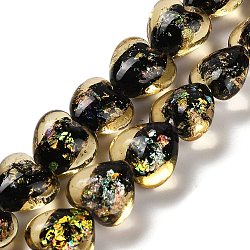 Handmade Dichroic Foil Glass Beads Strands, Heart, Dark Goldenrod, 11.5~13x12~13x8.5~10mm, Hole: 1.5mm, about 33pcs/strand, 15.08''(38.3cm)(DICH-U001-03C)