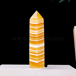 Natural Calcite Pointed Prism Bar Home Display Decoration, Healing Stone Wands, for Reiki Chakra Meditation Therapy Decos, Faceted Bullet, 55~90x18~25x70.2mm(G-PW0007-113)