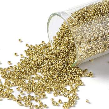 TOHO Round Seed Beads, Japanese Seed Beads, (PF557) PermaFinish Gold Metallic, 15/0, 1.5mm, Hole: 0.7mm, about 15000pcs/50g