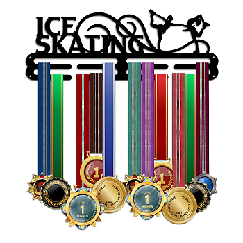 Sports Theme Iron Medal Hanger Holder Display Wall Rack, with Screws, Ice Skating Pattern, 150x400mm