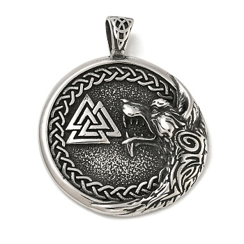 316 Surgical Stainless Steel Pendants, Antique Silver, Triangle, 47.5x39.5x6.5mm, Hole: 6x8mm