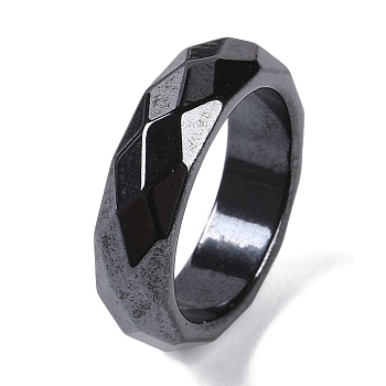 Magnetic Synthetic Hematite Finger Ring for Men Women, 6mm, Inner Diameter: 17.8mm