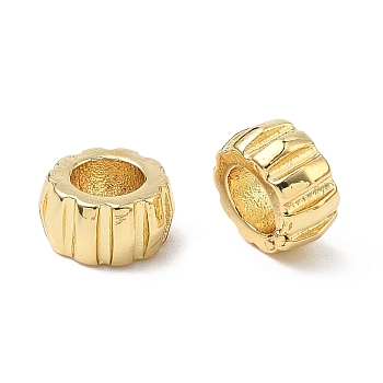 Brass European Beads, Large Hole Beads, Rack Plating, Long-Lasting Plated, Cadmium Free & Lead Free, Rondelle, Real 18K Gold Plated, 9.5x5mm, Hole: 5mm