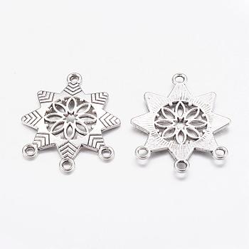 Chandelier Component, Alloy Links, Cadmium Free & Lead Free, Antique Silver, Snowflake, 31x26x2mm, Hole: 2mm