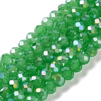 Baking Electroplate Glass Beads Strands, AB Color, Faceted, Round, Medium Sea Green, 6x5mm, Hole: 1mm, about 83~84pcs/strand, 16.14''(41~41.5cm)