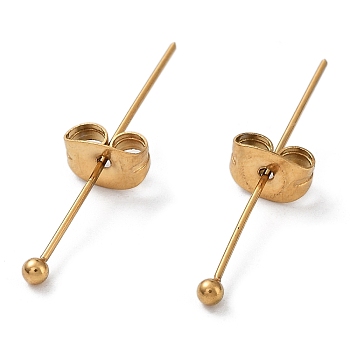 Ion Plating(IP) 304 Stainless Steel Ball Head Pins, with Ear Nuts, Real 18K Gold Plated, 25x0.8mm