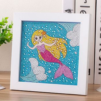 DIY Diamond Painting Kit, Including Resin Rhinestones Bag, Diamond Sticky Pen, Tray Plate and Glue Clay, Mermaid, 150x150mm