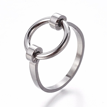 304 Stainless Steel Finger Rings, Ring, Stainless Steel Color, Size 6~9, 16~19mm