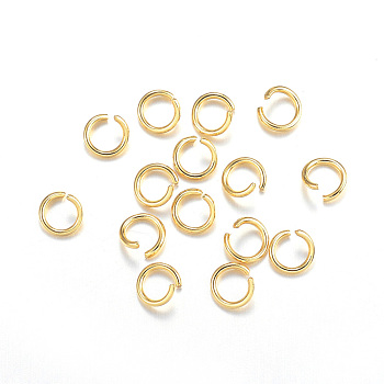 304 Stainless Steel Open Jump Rings, Real 18k Gold Plated, 20 Gauge, 5x0.8mm