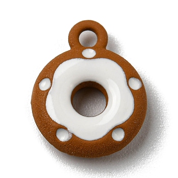 Alloy Enamel Charms, Donut Charm, Chocolate, 12.5x10x3mm, Hole: 1.5mm