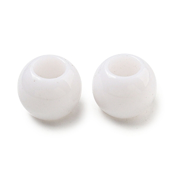Opaque Acrylic European Beads, Large Hole Beads, Rondelle, White, 9.5x8mm, Hole: 5mm, about 1282pcs/500g