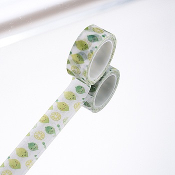 DIY Scrapbook Decorative Paper Tapes, Adhesive Tapes, Lemon, Light Green, 15mm, 5m/roll(5.46yards/roll)