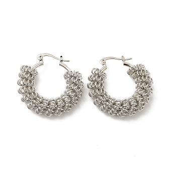 Brass Wire Mass Hoop Earrings for Women, Platinum, 33x32.5x8.5mm, Pin: 0.9x1~1.5mm