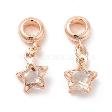 Clear Star Alloy+Glass Dangle Charms