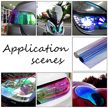 Benecreat 2piezas 2 pegatinas de plástico iridiscente para faros de coche de colores(DIY-BC0012-20)-6