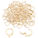 100Pcs 304 Stainless Steel Leverback Earring Findings, with Horizontal Loops, Real 24K Gold Plated, 14.5x12.5x2mm, Hole: 1.2mm(STAS-PH0004-83)
