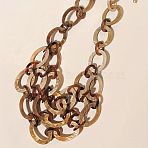 Bohemian Acrylic Multiple Oval Link Bib Necklaces for Women, Golden, Goldenrod, 21.65 inch(55cm)(FS-WG5E1FA-01)