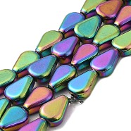 Glass Beads Strands, Teardrop, Colorful, 11x7.5x4mm, Hole: 0.8mm, about 75~80pcs/strand, 32.28~33.86 inch(82~86cm)(GLAA-G104-03F)