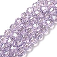 Electroplate Glass Beads Strands, Faceted, Round, Plum, 8.5mm, Hole: 1.2mm, about 69~71pcs/strand, 21.26''~21.97''(54~55.8cm)(EGLA-Q129-01B)