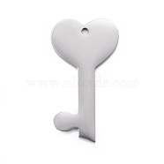 304 Stainless Steel Pendants, Stamping Blank Tag, Heart Key, Stainless Steel Color, 24x13x1mm, Hole: 1.2mm(STAS-F254-17A-P)
