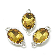 Alloy Glass Links connectors, Faceted, Oval, Platinum, Gold, 22x12x6mm, Hole: 1.5mm(PALLOY-T045-10x14mm-22)