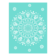 Self-Adhesive Silk Screen Printing Stencil, for Painting on Wood, DIY Decoration T-Shirt Fabric, Sky Blue, Flower Pattern, 22x28cm(DIY-WH0173-047-02)
