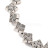 Tibetan Style Rhombus Alloy Bead Strands, Lead Free & Cadmium Free & Nickel Free, Antique Silver, 7x4mm, Hole: 1mm, about 23pcs/strand, 8 inch(X-TIBEB-O007-05-NR)