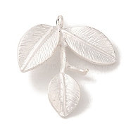 Alloy Pendants, Cadmium Free & Nickel Free & Lead Free, Leaf Charms, Matte Silver Color, 27.5x26x4mm, Hole: 1.5mm(FIND-L017-03MS)