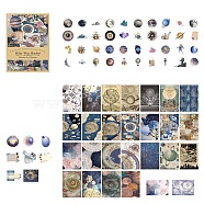 Vintage Handmade Art Gallery Material Retro Scrapbook Paper, Collage Creative Journal Decoration Backgroud Sheets, Planet, 60~93x60~100mm(PW-WG59792-06)