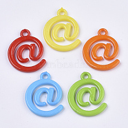 Opaque Acrylic Pendants, Mark @, Mixed Color, 31x24x3.5mm, Hole: 3mm, about 400pcs/500g(SACR-N008-066)