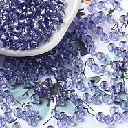 Glass Seed Beads, Silver Lined, Round Hole, Round, Medium Slate Blue, 4x3mm, Hole: 1.2mm, 6429pcs/pound(SEED-H002-C-A047)