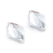 Glass Rhinestone Cabochons, Flat Back & Back Plated, Faceted, Rhombus, Crystal, 8x5x2.5mm(RGLA-L025-D02-001)