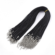 Waxed Cord Necklace Making, with Zinc Alloy Lobster Clasps, Platinum, Black, 17.8 inch~18 inch(45.5~46cm), 2mm(NCOR-T001-01)