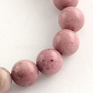Natural Rhodonite Beads Strands, Round, 6.5mm, Hole: 1mm, about 63pcs/strand, 15.5 inch(G-R257-6mm)