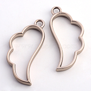 Matte Style Rack Plating Alloy Wing Open Back Bezel Pendants, For DIY UV Resin, Epoxy Resin, Pressed Flower Jewelry, Hollow, Cadmium Free & Nickel Free & Lead Free, Coffee Golden, 36x17x3.5mm, Hole: 3mm(PALLOY-S047-27A-FF)