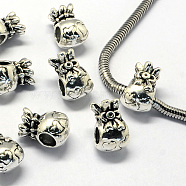 Alloy European Beads, Large Hole Beads, Lucky Bag, Antique Silver, 15x10x9mm, Hole: 4.5mm(PALLOY-S079-107AS)