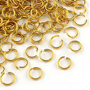 Aluminum Wire Open Jump Rings, Gold, 20 Gauge, 6x0.8mm, Inner Diameter: 5mm, about 43000pcs/1000g(ALUM-R005-0.8x6-14)