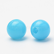 Plastic Beads, Round, Light Sky Blue, 8x7.5mm, Hole: 2mm, about 2270pcs/500g(MACR-S272-46A)