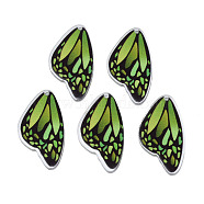 Printed Translucent Acrylic Pendants, Butterfly, Light Green, 35.5x19.5x2mm, Hole: 1.5mm(OACR-N133-024)
