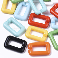 Opaque Acrylic Linking Rings, Quick Link Connectors, For Jewelry Cross Chains Making, Rectangle, Mixed Color, 30x20x6mm, Inner Diameter: 8x18mm(X-SACR-R248-03)