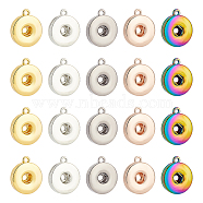 20Pcs 5 Colors Alloy Hang Snap Base Pendant, for Interchangeable Snap Charms Jewelry Making, Flat Round, Mixed Color, 23x19x5mm, Hole: 2mm, 4pcs/color(FIND-FG0001-98)