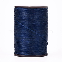 Flat Waxed Thread String, Micro Macrame Cord, for Leather Sewing Stitching, Marine Blue, 0.8mm, about 109.36 yards(100m)/roll(X-YC-P003-A09)