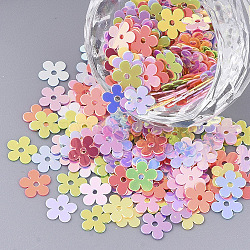 Ornament Accessories, PVC Plastic Paillette/Sequins Beads, Flower, Mixed Color, 7x7x0.4mm, Hole: 1.2mm, about 800pcs/bag(PVC-T005-090-01)
