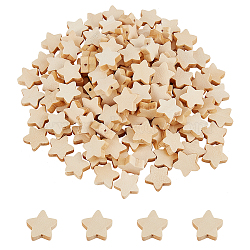 Unfinished Wood Beads, for DIY Decoration Accessories, Star, BurlyWood, 20x5mm, Hole: 1.8mm, 150pcs/box(WOOD-PH0009-01)