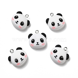 Opaque Resin Pendants, with Platinum Tone Iron Loops, Panda with Blush Face, White, 19x18x8mm, Hole: 2mm(RESI-D055-084P)