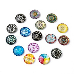 Mosaic Printed Glass Half Round/Dome Cabochons, Mixed Color, 16x5mm(X-GGLA-N004-16mm-G)