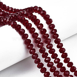 Glass Beads Strands, Faceted, Rondelle, Dark Red, 8x6mm, Hole: 1mm, about 65~68pcs/strand, 15.7~16.1 inch(40~41cm)(X-EGLA-A034-T8mm-D32)