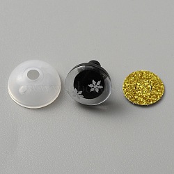 Snowflake Resin Craft Safety Eyes, with Glitter Powder Findings and Silicone Spacer, Doll Making Accessories, Half Round, Gold, 17x16mm, 3pcs/set(DIY-WH0399-97A)