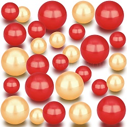 Elite Gradient Round ABS Plastic Imitation Pearl No Hole Beads, Vase Fillers, Red, 9.5~29.5mm, about 148pcs/set(FIND-PH0007-81)